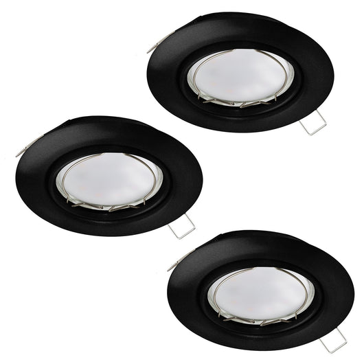 Faretto Ad Incasso Moderno Peneto In Acciaio Nero 3 Luci Gu10 4,6W