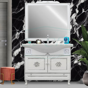 Arredo bagno 105 cm barocco white con decori