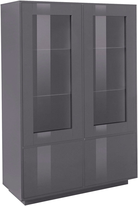 Mobile Vetrina 4 Ante 100,1x41,4x146 cm Bloom Grigio Antracite Laccato Lucido