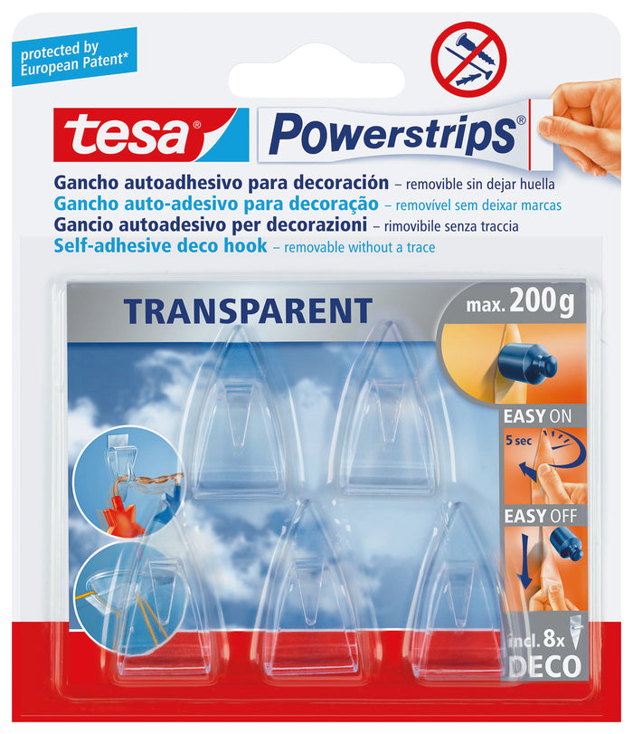 TESA POWERSTRIPS 5 GANCI AUTOAD.TRASPARENTE TESA CF 10,0