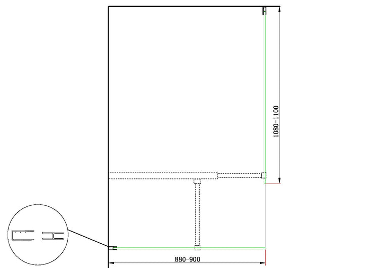 Doppia Parete Doccia Walk-in Con Braccio Di Sostegno Superiore a T Vetro 8 mm Reversibile 88-90 x 108-110 H 200 cm