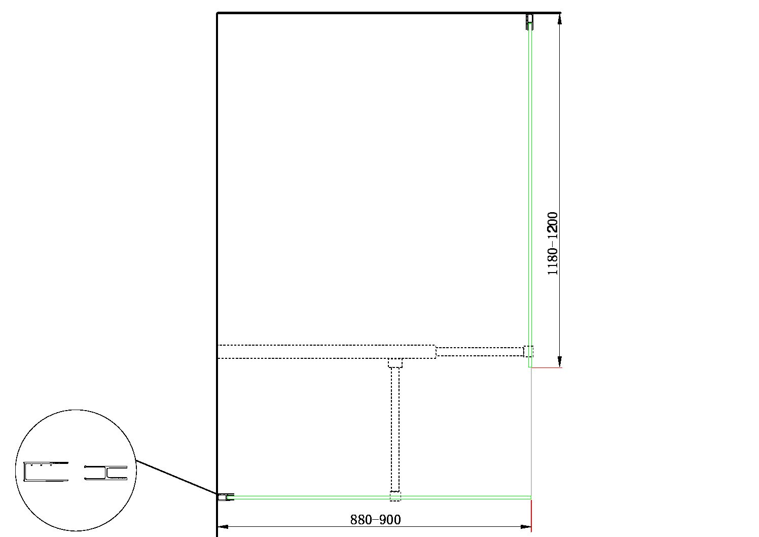 Doppia Parete Doccia Walk-in Con Braccio Di Sostegno Superiore a T Vetro 8 mm Reversibile 88-90 x 118-120 H 200 cm