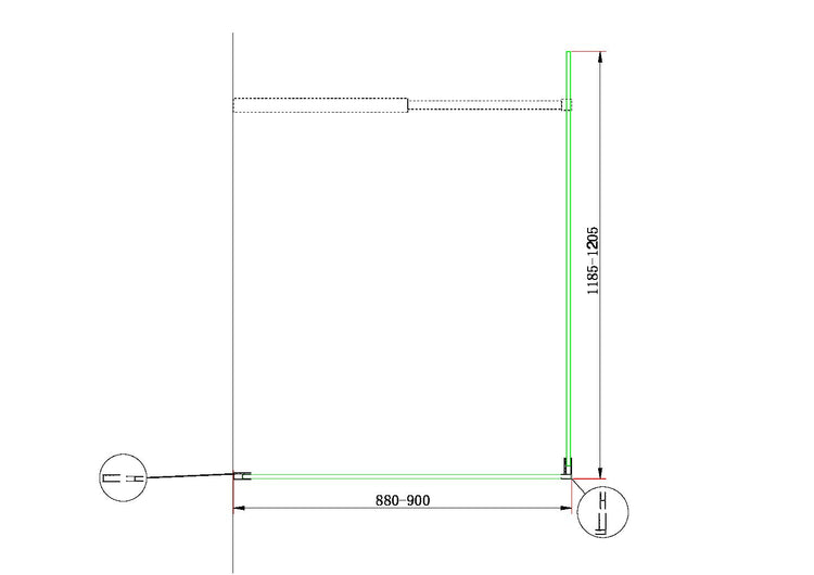 Parete Doccia Walk-in Angolare Doppio Vetro 8 mm Reversibile 88-90 x 118,5-120,5 H 200 cm