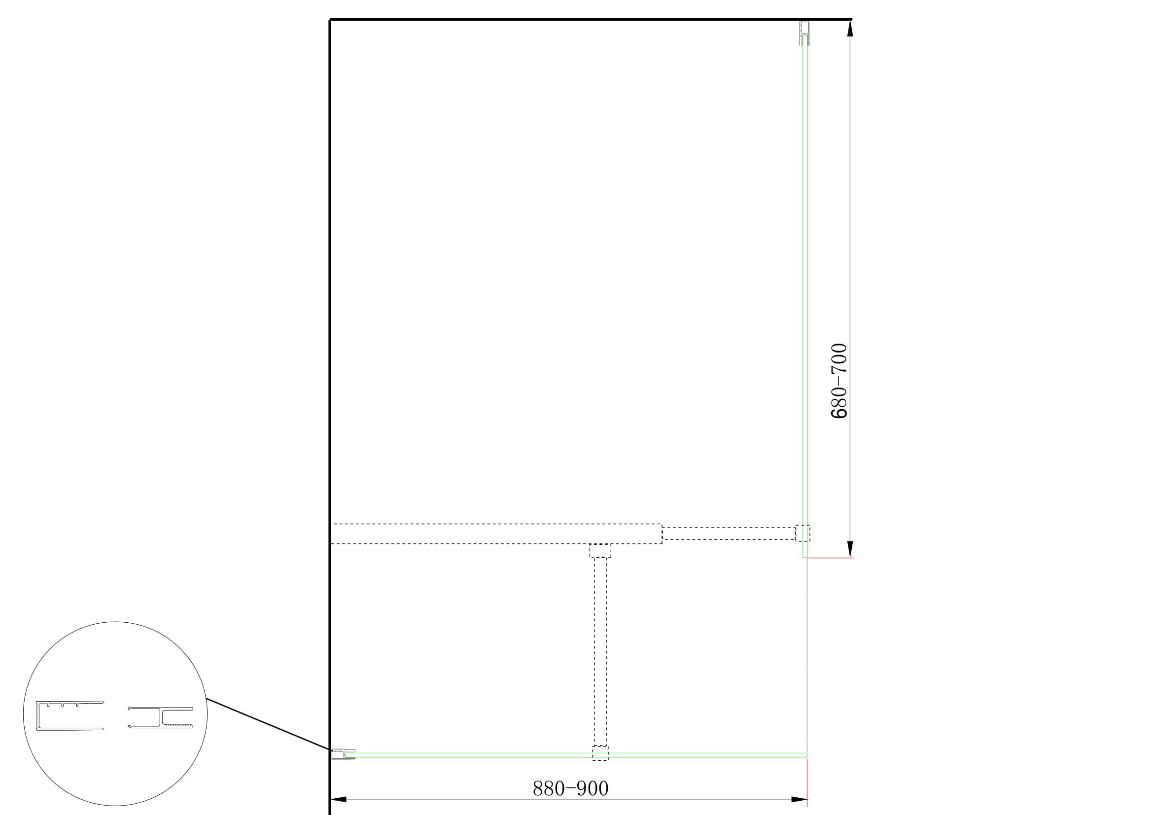 Doppia Parete Doccia Walk-in Con Braccio Di Sostegno Superiore a T Vetro 8 mm Reversibile 88-90 x 68-70 H 200 cm