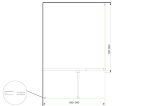 Doppia Parete Doccia Walk-in Con Braccio Di Sostegno Superiore a T Vetro 8 mm Reversibile 88-90 x 78-80 H 200 cm