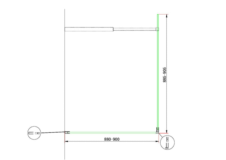 Parete Doccia Walk-in Angolare Doppio Vetro 8 mm Reversibile 88-90 x 88,5-90,5 H 200 cm