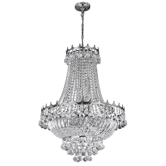 Lampadario Classico Versailles Acciaio Cromo Cristallo 9 Luci E14