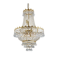 Lampadario Classico Versailles Acciaio Oro Cristallo 9 Luci E14