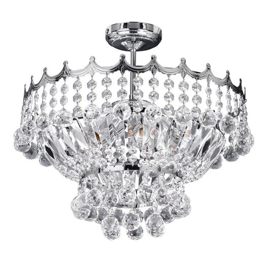 Lampadario Classico Versailles Acciaio Cromo Vetro 5 Luci E14