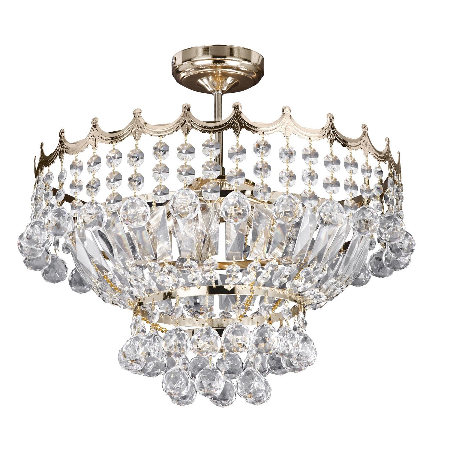 Lampadario Classico Versailles Acciaio Oro Vetro 5 Luci E14