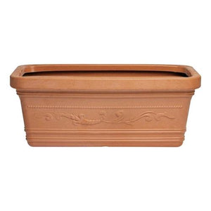 Vaso Rettangolare Resina Festonato Fioriera Giardino 60x32x28H cm terracotta