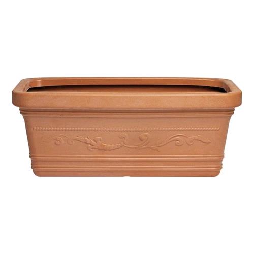 Vaso Rettangolare Resina Festonato Fioriera Giardino 60x32x28H cm terracotta