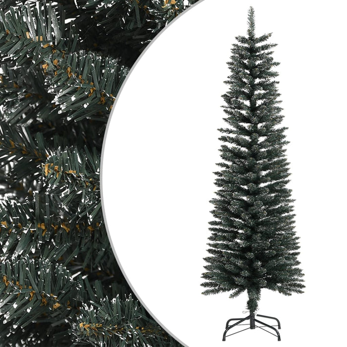 Albero di Natale Artificiale Sottile con Base Verde 150 cm PVC