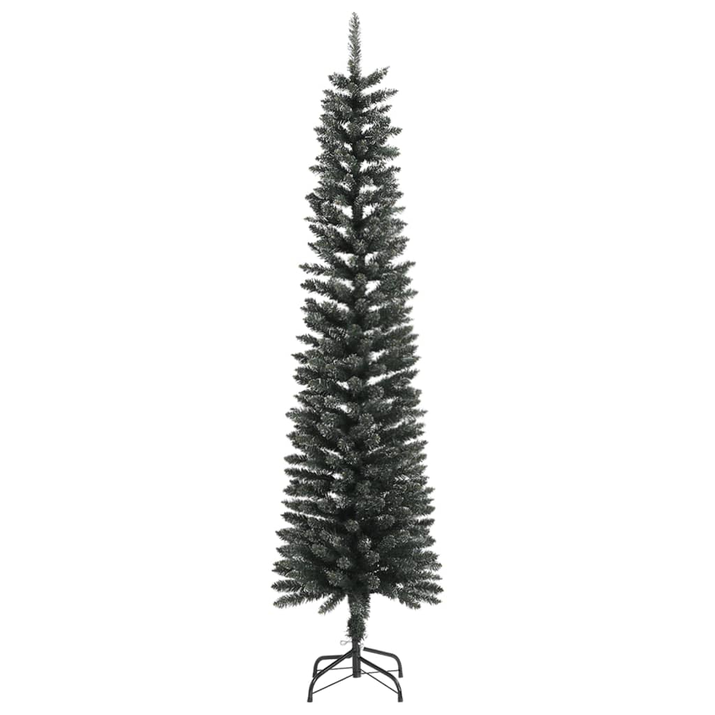 Albero di Natale Artificiale Sottile con Base Verde 210 cm PVC