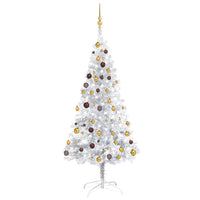 Albero di Natale Artificiale con LED e Palline Argento 180 cm PET