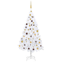 Set Albero di Natale Artificiale con LED Palline Bianco 180cm PVC