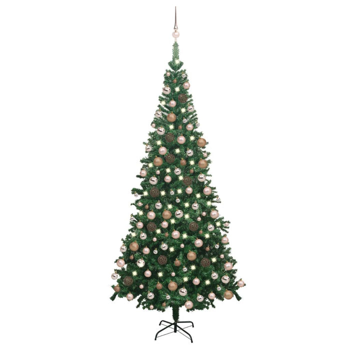 Set Albero di Natale Artificiale LED e Palline Verde L 240 cm PVC