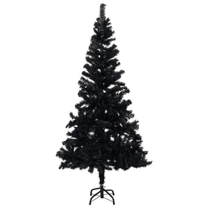 Set Albero di Natale Artificiale con LED e Palline Nero 180 cm PVC