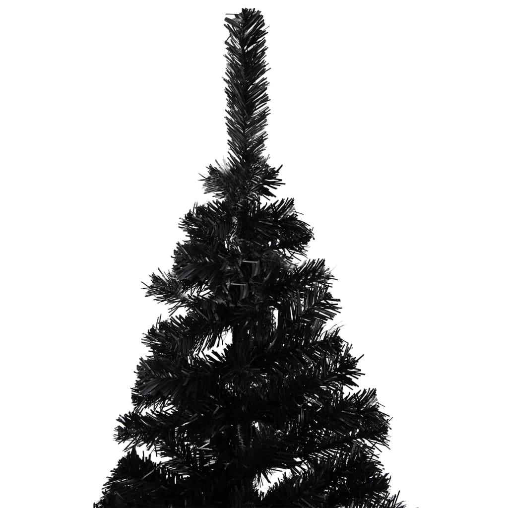 Set Albero di Natale Artificiale con LED e Palline Nero 180 cm PVC