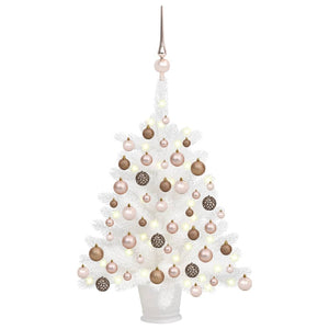 Set Albero di Natale Artificiale con LED e Palline Bianco 65 cm