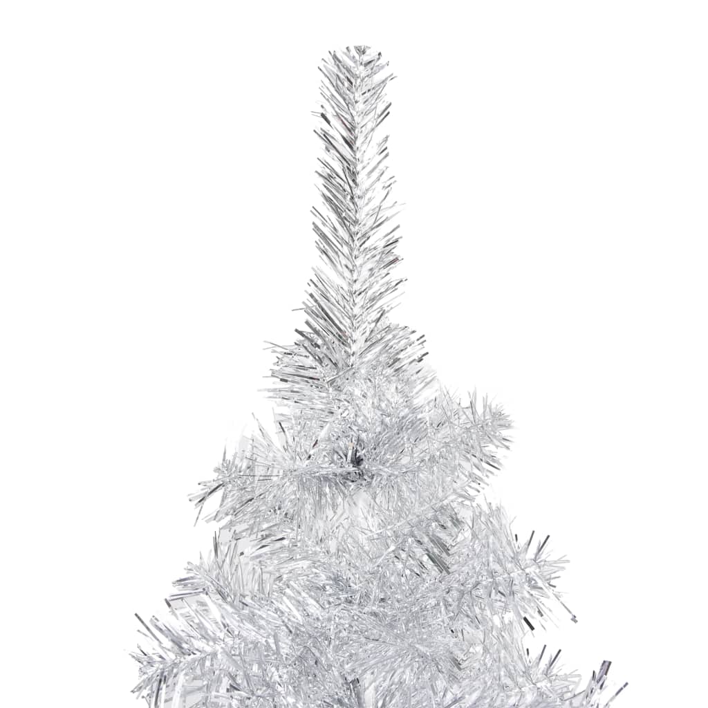 Set Albero di Natale Artificiale LED e Palline Argento 210 cm PVC