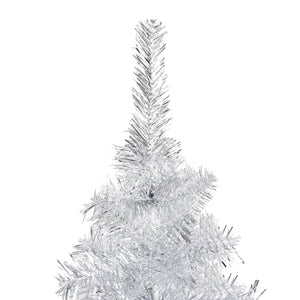 Set Albero di Natale Artificiale LED e Palline Argento 210 cm PVC