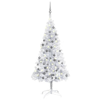 Set Albero di Natale Artificiale LED e Palline Argento 150 cm PET