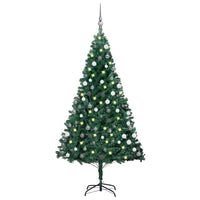 Set Albero di Natale Artificiale con LED e Palline Verde 150cm PVC