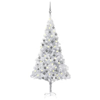 Set Albero di Natale Artificiale LED e Palline Argento 180 cm PET