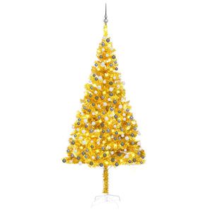 Set Albero di Natale Artificiale con LED Palline Oro 210 cm PET