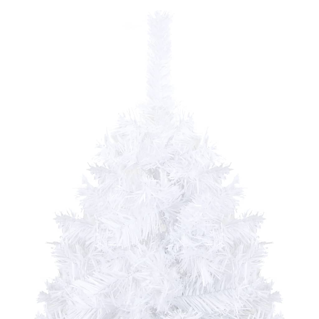 Set Albero di Natale Artificiale con LED Palline Bianco 180 cm PVC