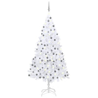 Albero di Natale Artificiale con LED e Palline Bianco 210 cm PVC