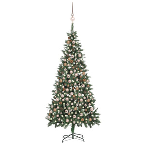 Set Albero di Natale Artificiale con LED Palline e Pigne 210 cm