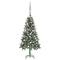 Set Albero di Natale Artificiale con LED Palline e Pigne 150 cm