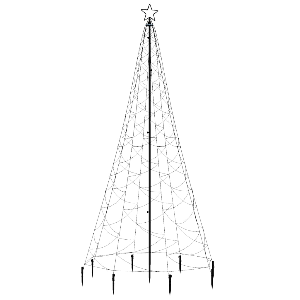 Albero di Natale con Palo in Metallo 500 LED Bianco Freddo 3 m