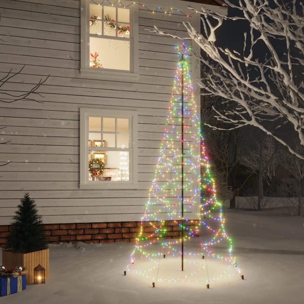 Albero di Natale con Palo in Metallo 500 LED Multicolore 3 m