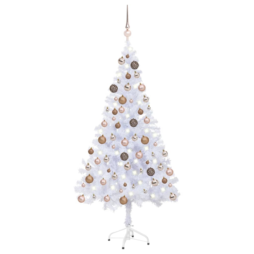 Albero di Natale Artificiale con Set Palline e LED 150 cm 380 Rami