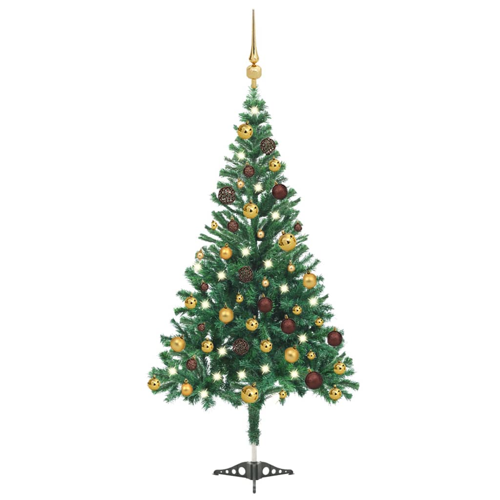 Set Albero di Natale Artificiale con LED e Palline 120 cm 230 Rami