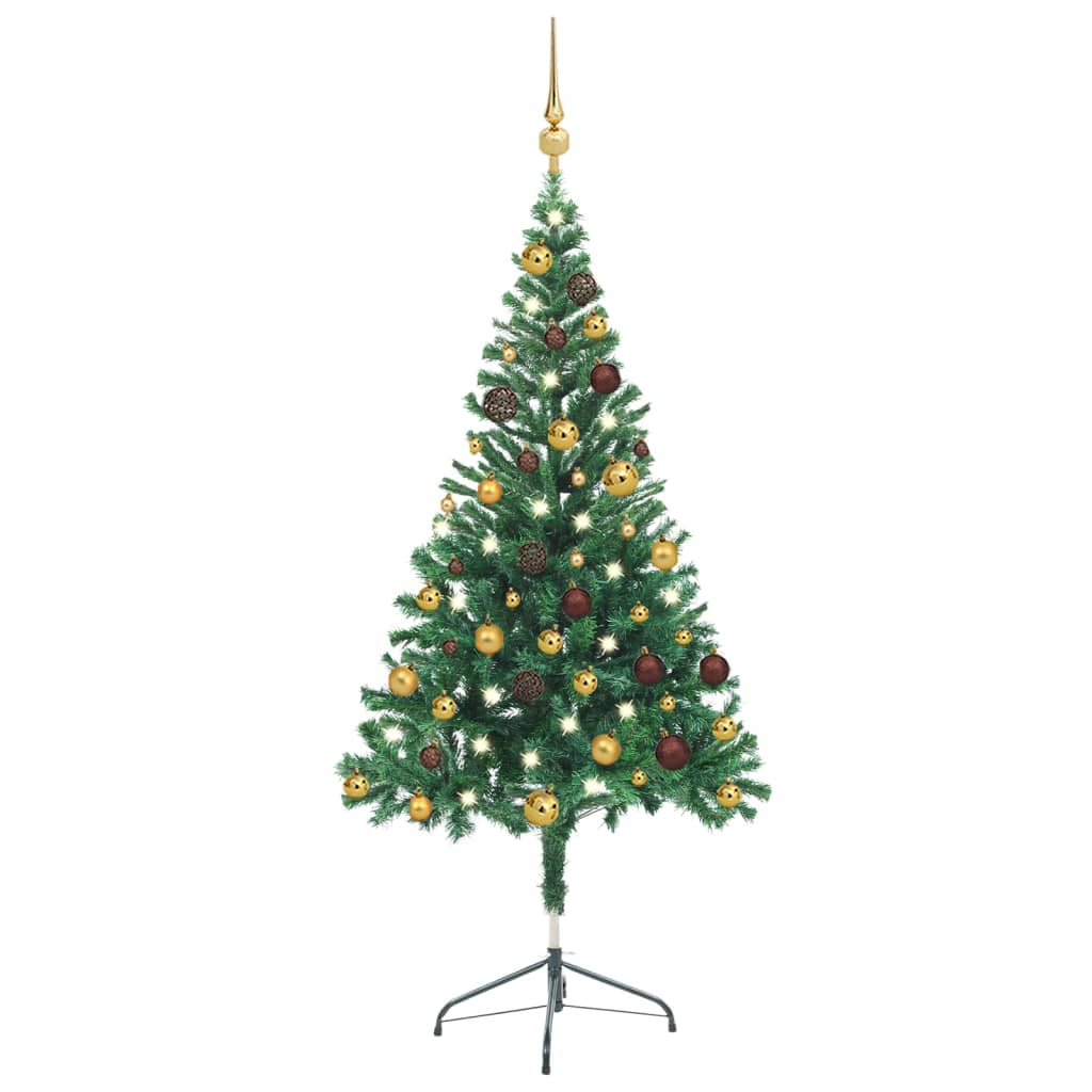 Albero di Natale Artificiale con LED e Palline 150 cm 380 Rami