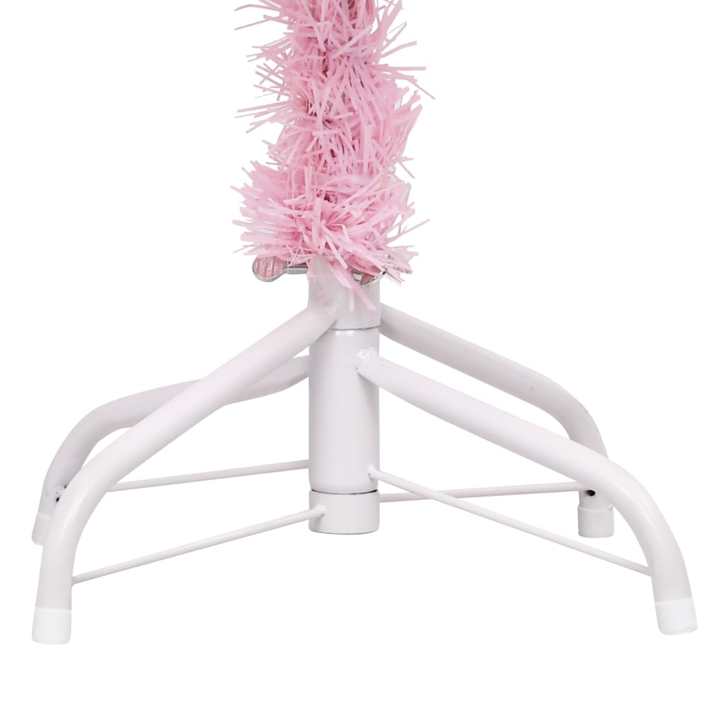 Set Albero di Natale Artificiale con LED Palline Rosa 150 cm PVC