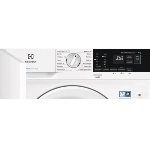 Lavatrice Carica Frotale da Incasso Electrolux EW7F572WBI 7KG 1200 Giri PerfectCare 700 SensiCare TimeManager (A81,9xL59,6xP54) Classe D