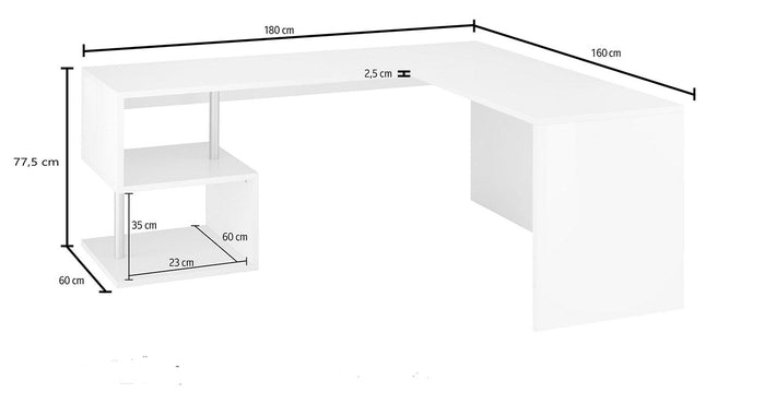 Scrivania Angolare 180/160x60x77,5cm cm Esse Ardesia