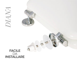 Copriwater Universale 35,1x46,3 cm in MDF Cerniere in Metallo Cromato Diana Bianco Lucido