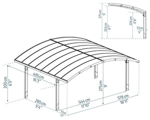 Carport Doppio in Alluminio Arizona Breeze 6 X 5   m