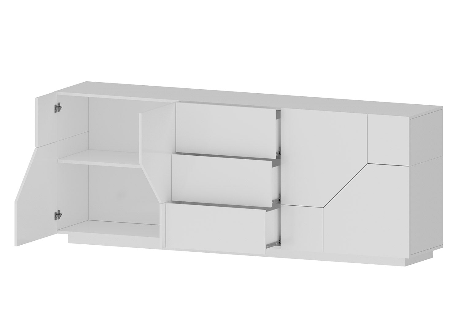 Credenza 4 Ante + 3 Cassetti 220,1x43x86 cm Alien Bianco Lucido