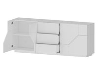 Credenza 4 Ante + 3 Cassetti 220,1x43x86 cm Alien Bianco Lucido