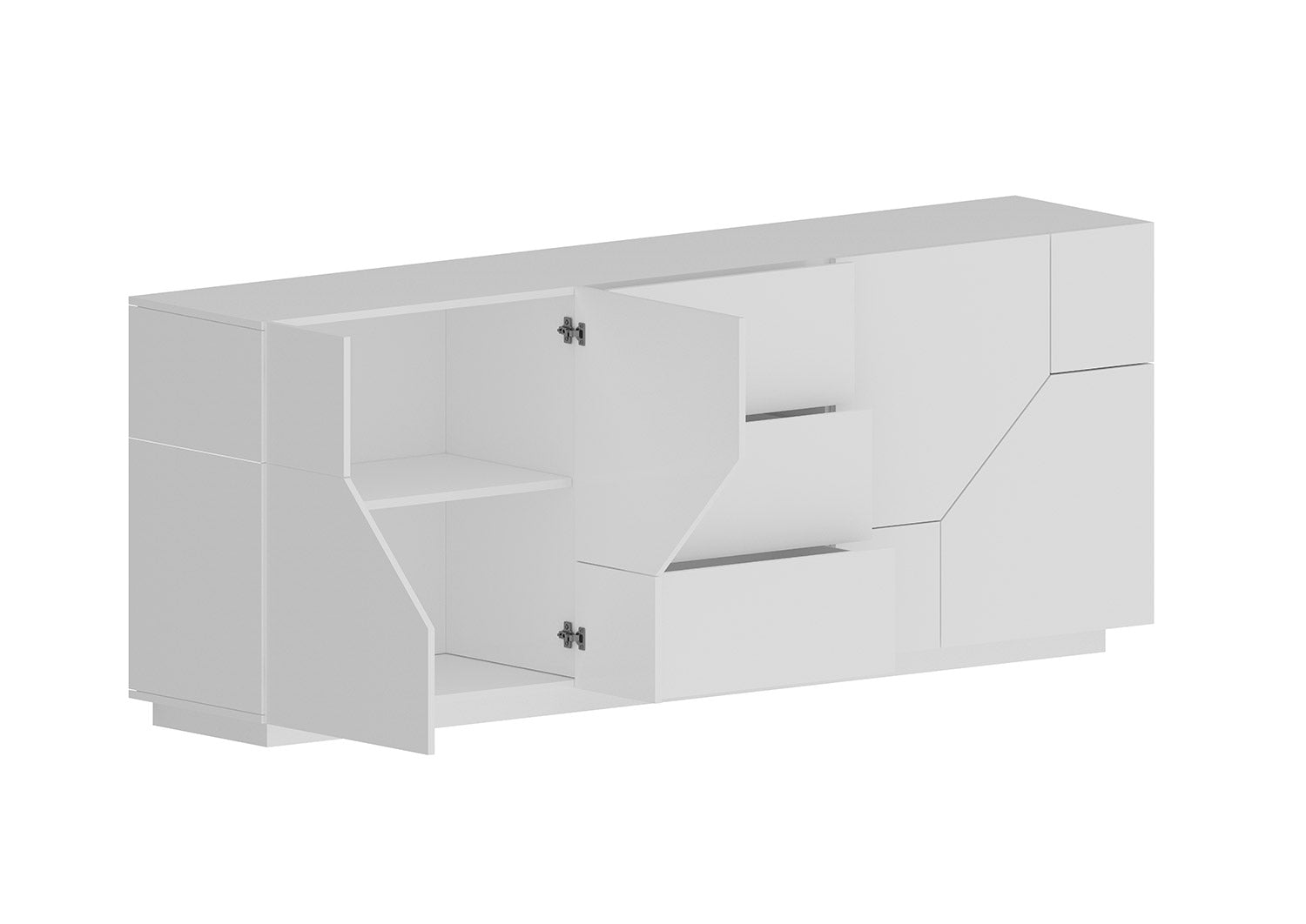 Credenza 4 Ante + 3 Cassetti 220,1x43x86 cm Alien Bianco Lucido