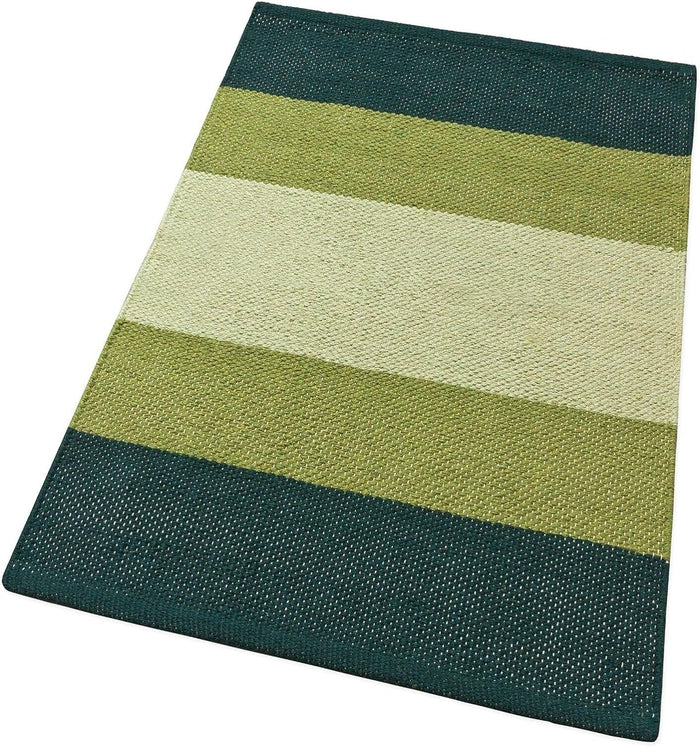 Tappeto Cucina Bagno Puro Cotone Assorbente Intrecciato a Mano Verde 55x140 cm