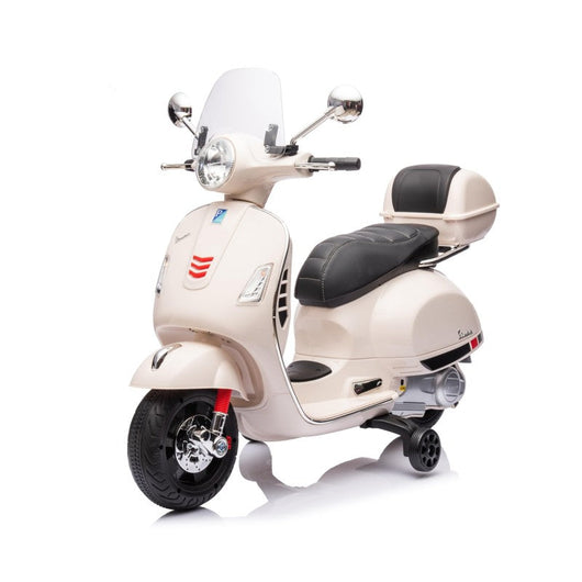 Moto Elettrica per Bambini Piaggio Vespa GTS SUPER 12V Full Optional con Bauletto Bianco