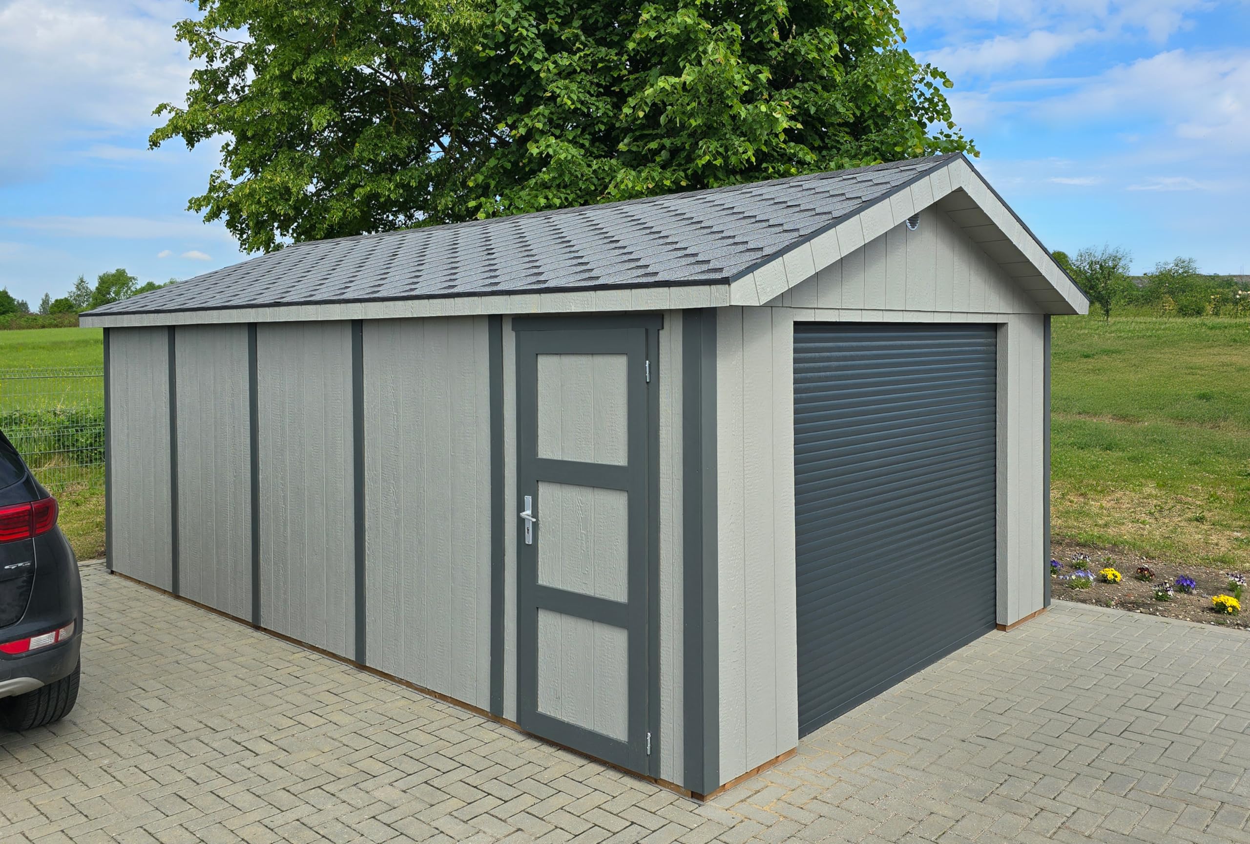 Garage di qualità premium 21 m²- L378xL648 cm - Capannone da giardino Timbela M992B